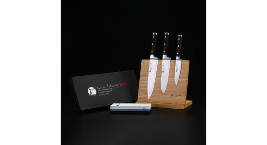 IZUMI ICHIAGO 3-tlg. Profi-Kochmesser-Set aus feinstem japanischem Damaststahl auf hochfestem VG-10-High-Carbon-Stahlkern