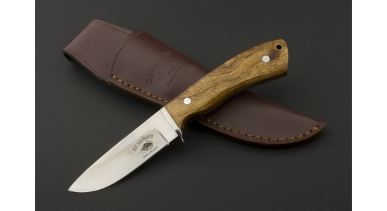 ED MAHONY Beaver Hunter weißes Wurzelholz, Jagdmesser, 440C