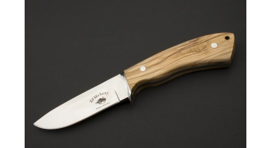 ED MAHONY Beaver Hunter - mazeriertem Olivenholz, Jagdmesser, 440C