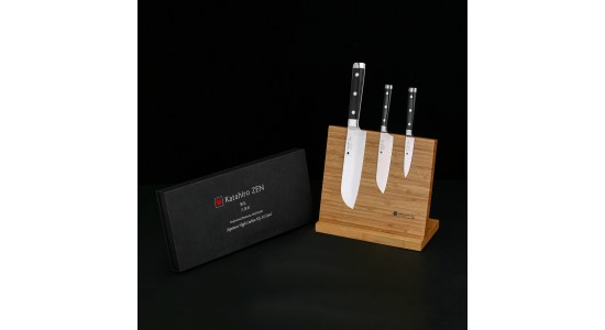 KATAHIRO ZEN Set - Chefmesser, Santokumesser, Schälmesser