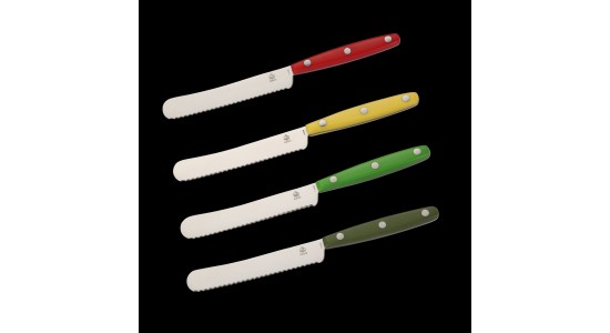 4-er Set PUMA IP Buckelmesser mit Wellenschliff, Griff aus ABS (versch. Farben)