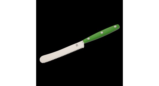 PUMA Buckelmesser mit Wellenschliff, Camping- Küchenmesser hell grünem ABS Griff