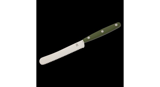PUMA Buckelmesser mit Wellenschliff, Camping- Küchenmesser olive grünem ABS Griff