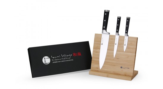 IZUMI ICHIAGO - 3-tlg. Kochmesser-Set "Professional Chef Knives" inkl. Bambustständer