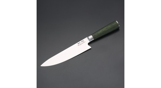 Miyazaki Kodawari Kochmesser 8 inch,  Griff aus Pakkaholz grün 
