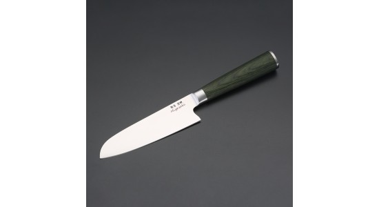 Miyazaki Kodawari Santokumesser 5 inch, Griff  aus Pakkaholz  grün 