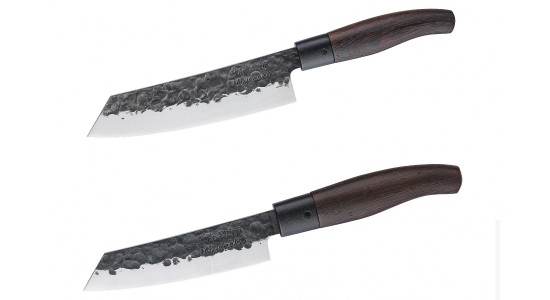 TAKAHIRO MIYAZAKI - 2-er Set Santoku Bocho Okii 7 inch und Chiisai 5.5 inch, Klinge aus japanischem blauem Papierstahl mit Griff aus Wenge