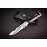 ED MAHONY Ebony Folder 3rd Generation, Taschenmesser, Ebenholz Griffschalen, Backlock,  D2