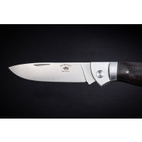 ED MAHONY Ebony Folder 3rd Generation, Taschenmesser, Ebenholz Griffschalen, Backlock,  D2