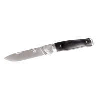 ED MAHONY Ebony Folder 3rd Generation Taschenmesser, Liner Lock, Fibercarbon Griffschalen,  mit Lederetui, 440C