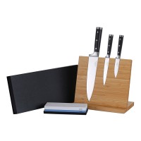 Ernst Siebeneicher-Hellwig - 3-tlg. Kochmesser-Set "Professional Chef Knives" inkl. Bambustständer und zusätzlichem Wasserschleifstein