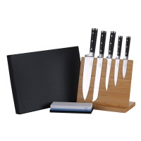 Ernst Siebeneicher-Hellwig 5 tlg. Kochmesser Set "Professional Chef Knives" aus Japanischer High-Carbon Edelstahl mit Magnetständer und Schleifstein