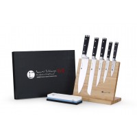 IZUMI ICHIAGO 5 tlg. Kochmesser Set "Professional Chef Knives" aus aus Japanischer High-Carbon Edelstahl mit Magnetständer und Schleifstein