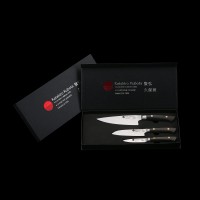 KATAHIRO KUBOTA SENSE 3-tlgs. Kochmesser set,3.5"Petty Schälmesser + 5" Santokumesser +  6" Kochmesser,Japanischer VG-10 damast Edelstahl mit  Griff Ebenholz