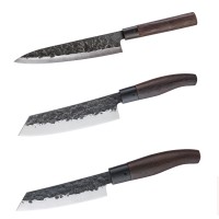 TAKAHIRO MIYAZAKI - 3-er Set Gyotu - Fisch- und Fleischmesser  8 inch, Santoku Bocho Okii 7 inch und Chiisai 5.5 inch, aus japanischem blauem Papierstahl mit Griff aus Wenige